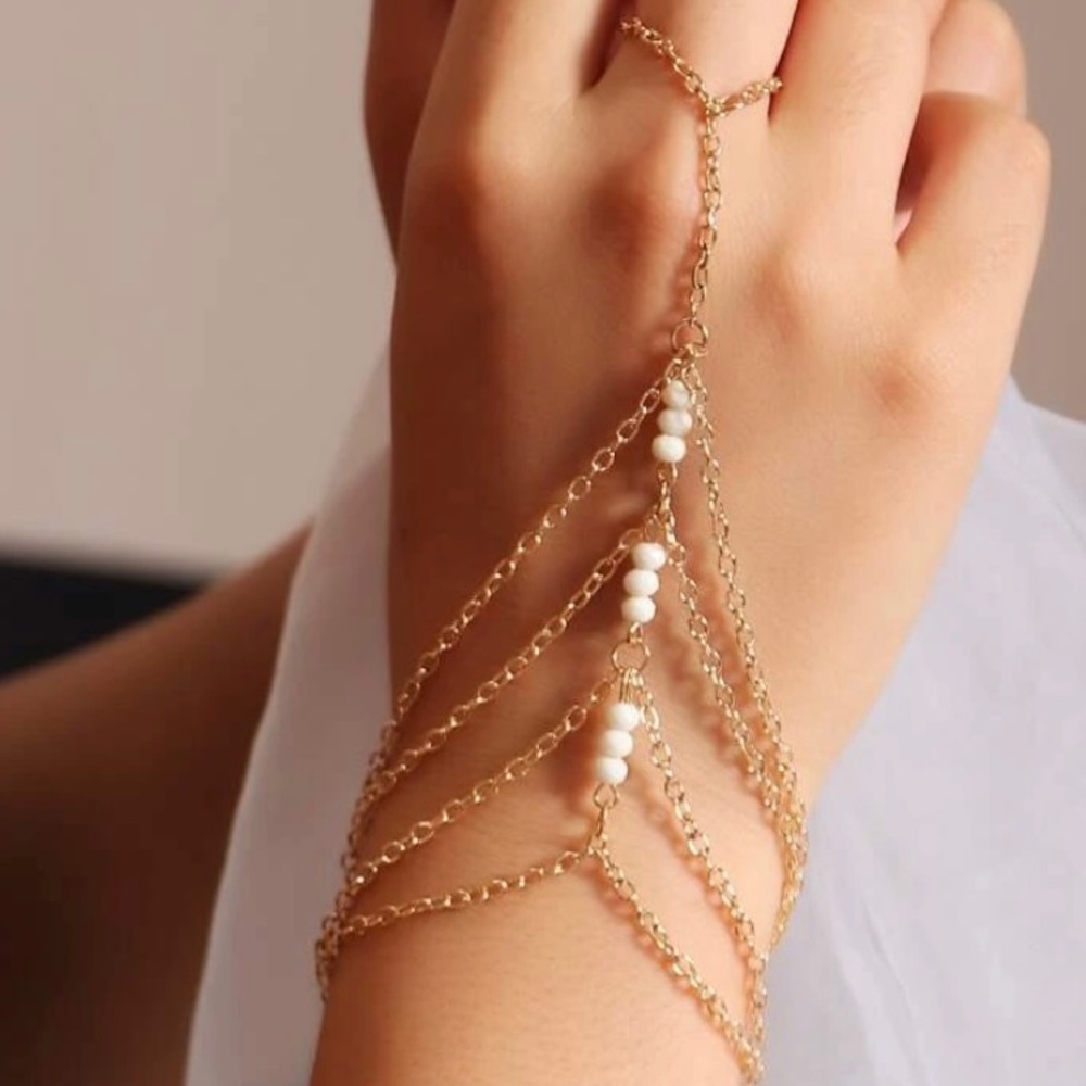 Beaded Finger Chain Bracelet